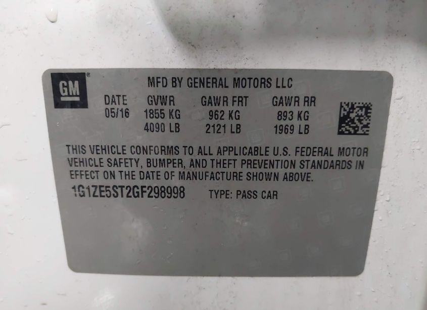 Photo 9 of 2016 Chevrolet Malibu 1LT (VIN 1G1ZE5ST2GF298998)