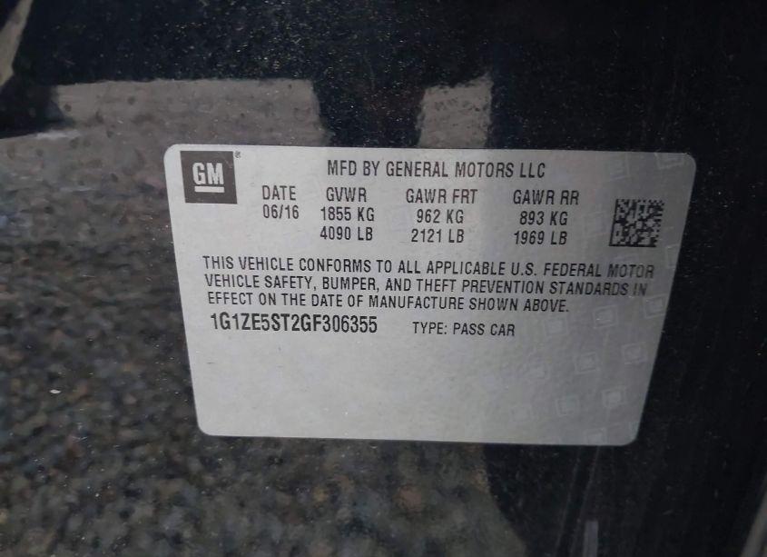 Photo 9 of 2016 Chevrolet Malibu 1LT (VIN 1G1ZE5ST2GF306355)