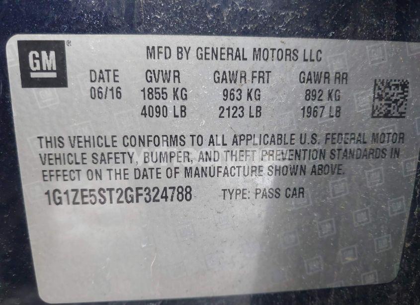 Photo 9 of 2016 Chevrolet Malibu 1LT (VIN 1G1ZE5ST2GF324788)