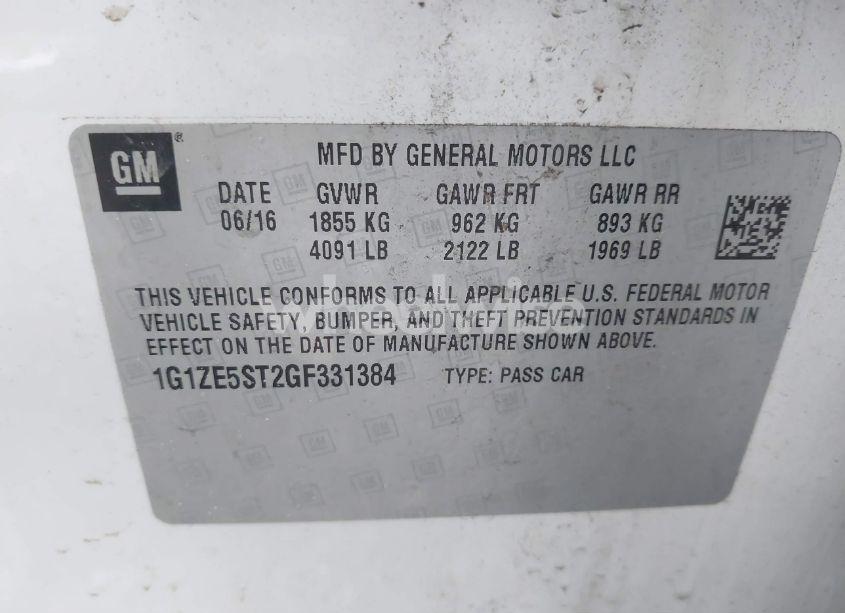 Photo 9 of 2016 Chevrolet Malibu 1LT (VIN 1G1ZE5ST2GF331384)