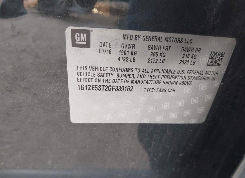 Photo 9 of 2016 Chevrolet Malibu 1LT (VIN 1G1ZE5ST2GF339162)