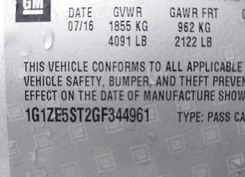 Photo 9 of 2016 Chevrolet Malibu 1LT (VIN 1G1ZE5ST2GF344961)