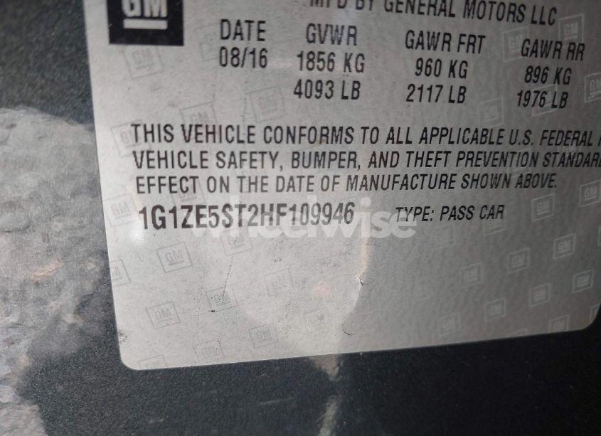 Photo 9 of 2017 Chevrolet Malibu 1LT (VIN 1G1ZE5ST2HF109946)