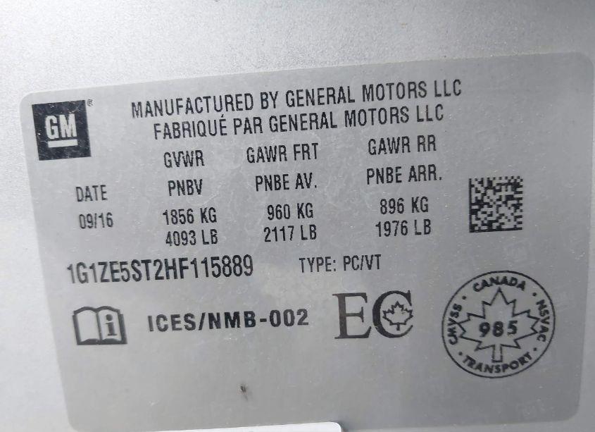 Photo 9 of 2017 Chevrolet Malibu 1LT (VIN 1G1ZE5ST2HF115889)