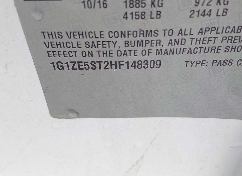 Photo 9 of 2017 Chevrolet Malibu 1LT (VIN 1G1ZE5ST2HF148309)