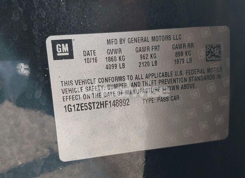 Photo 9 of 2017 Chevrolet Malibu 1LT (VIN 1G1ZE5ST2HF148892)