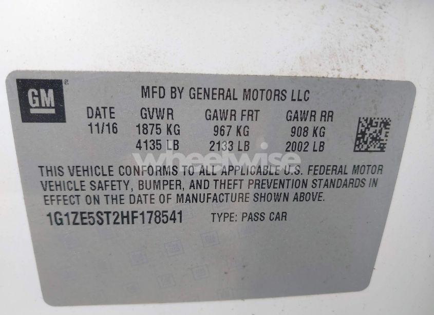 Photo 9 of 2017 Chevrolet Malibu 1LT (VIN 1G1ZE5ST2HF178541)