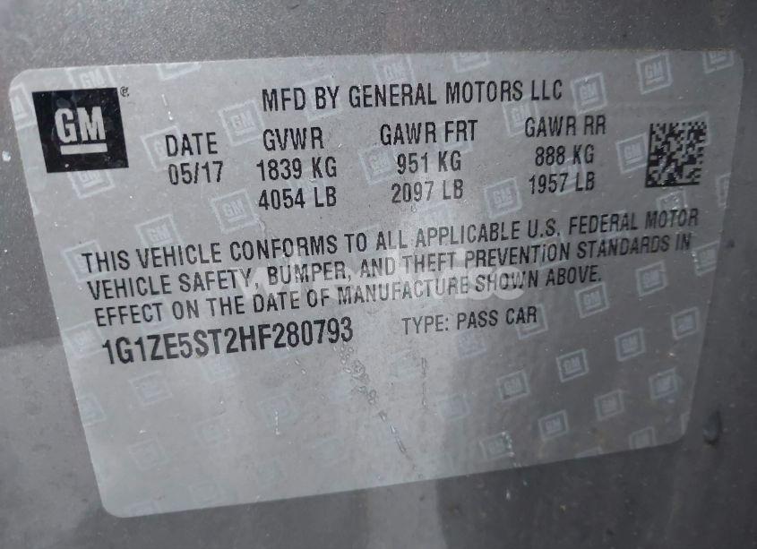 Photo 9 of 2017 Chevrolet Malibu 1LT (VIN 1G1ZE5ST2HF280793)