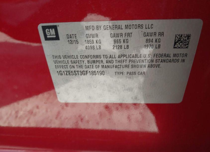 Photo 9 of 2016 Chevrolet Malibu 1LT (VIN 1G1ZE5ST3GF185190)