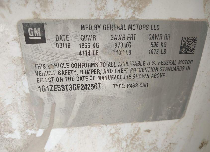 Photo 9 of 2016 Chevrolet Malibu 1LT (VIN 1G1ZE5ST3GF242567)