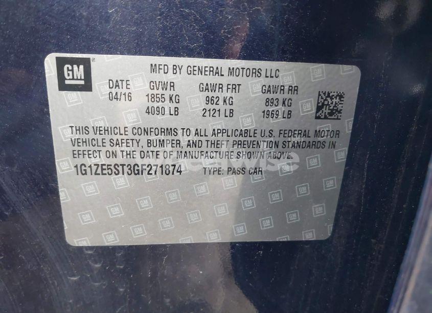 Photo 9 of 2016 Chevrolet Malibu 1LT (VIN 1G1ZE5ST3GF271874)