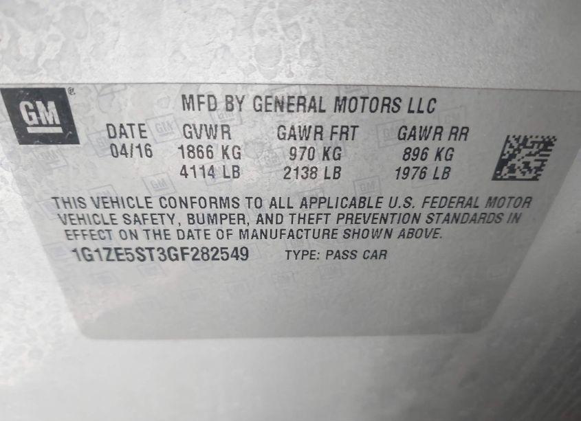 Photo 9 of 2016 Chevrolet Malibu 1LT (VIN 1G1ZE5ST3GF282549)