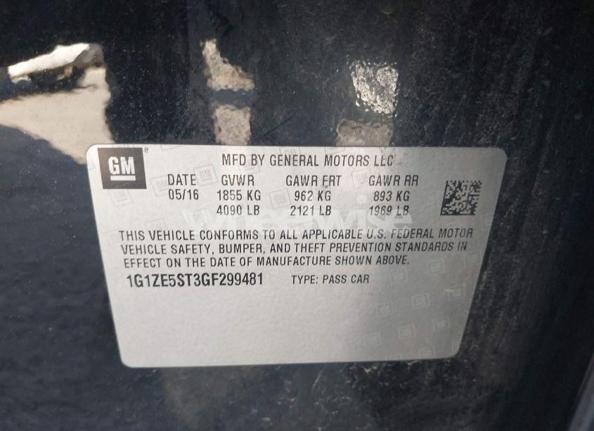 Photo 9 of 2016 Chevrolet Malibu 1LT (VIN 1G1ZE5ST3GF299481)