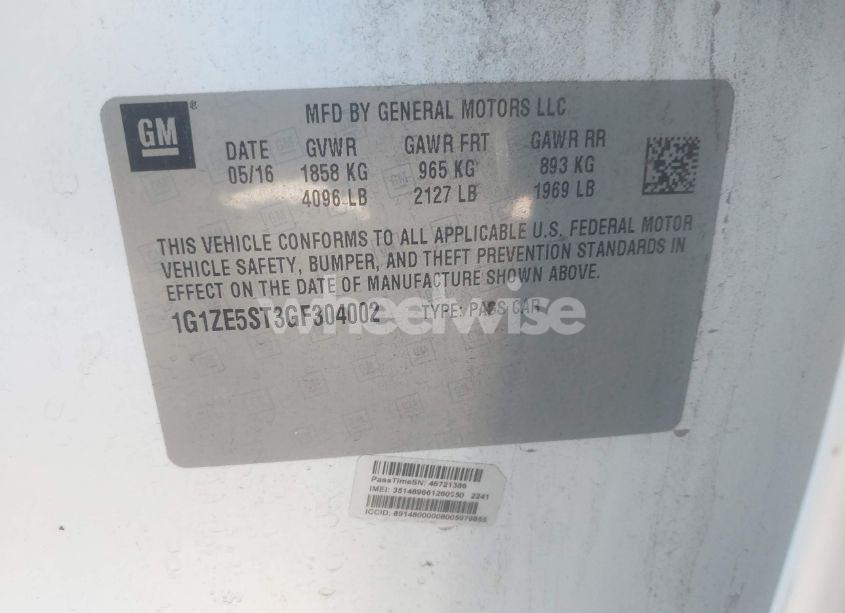 Photo 9 of 2016 Chevrolet Malibu 1LT (VIN 1G1ZE5ST3GF304002)