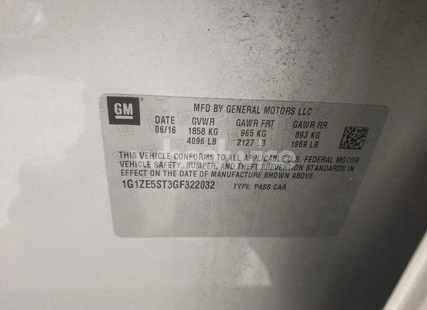 Photo 9 of 2016 Chevrolet Malibu LT (VIN 1G1ZE5ST3GF322032)