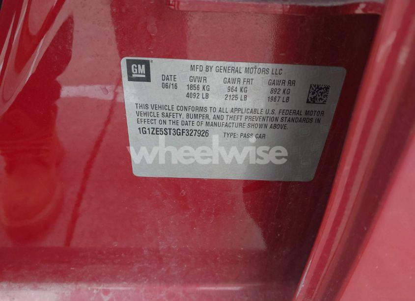 Photo 9 of 2016 Chevrolet Malibu 1LT (VIN 1G1ZE5ST3GF327926)