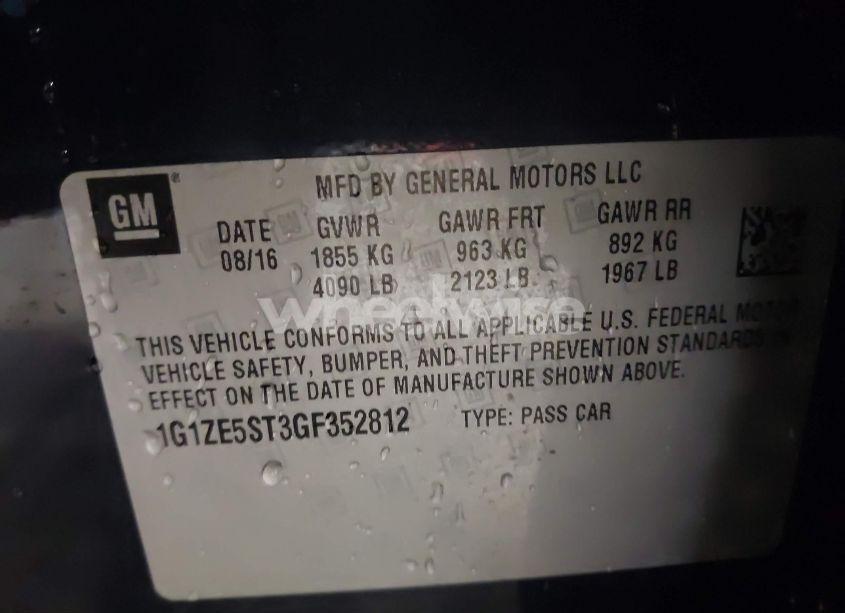 Photo 9 of 2016 Chevrolet Malibu 1LT (VIN 1G1ZE5ST3GF352812)