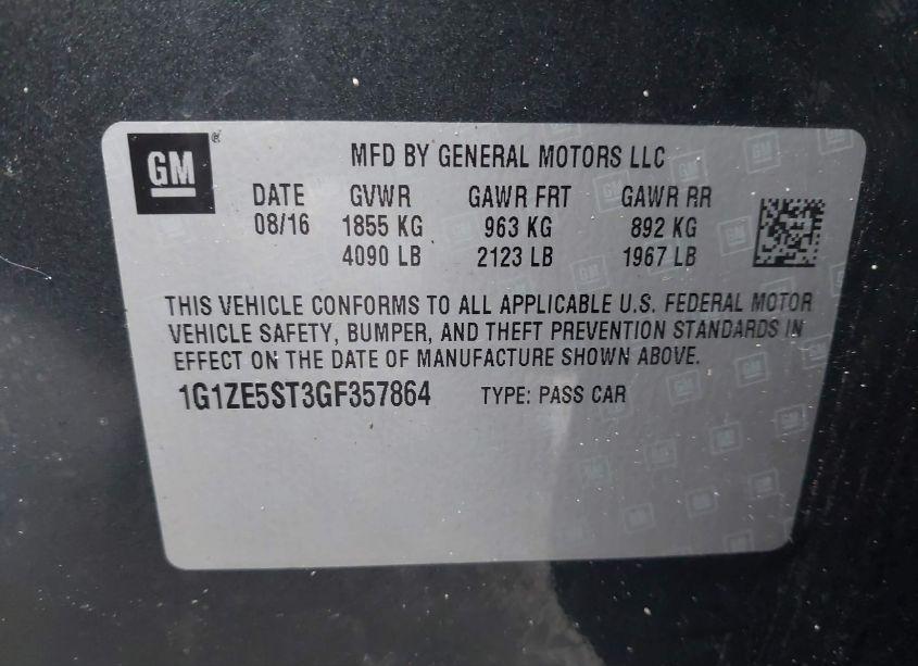 Photo 9 of 2016 Chevrolet Malibu 1LT (VIN 1G1ZE5ST3GF357864)