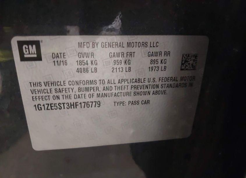 Photo 9 of 2017 Chevrolet Malibu 1LT (VIN 1G1ZE5ST3HF176779)