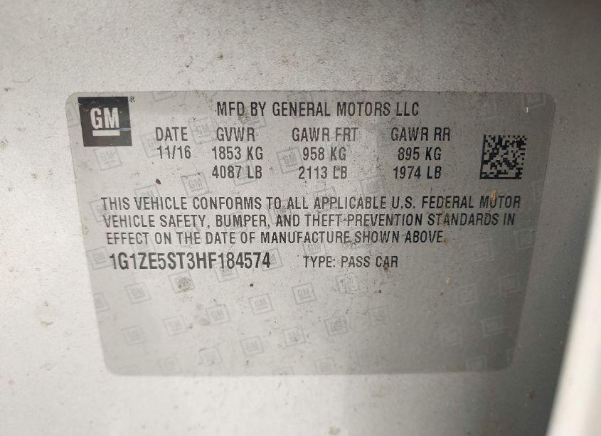 Photo 9 of 2017 Chevrolet Malibu 1LT (VIN 1G1ZE5ST3HF184574)