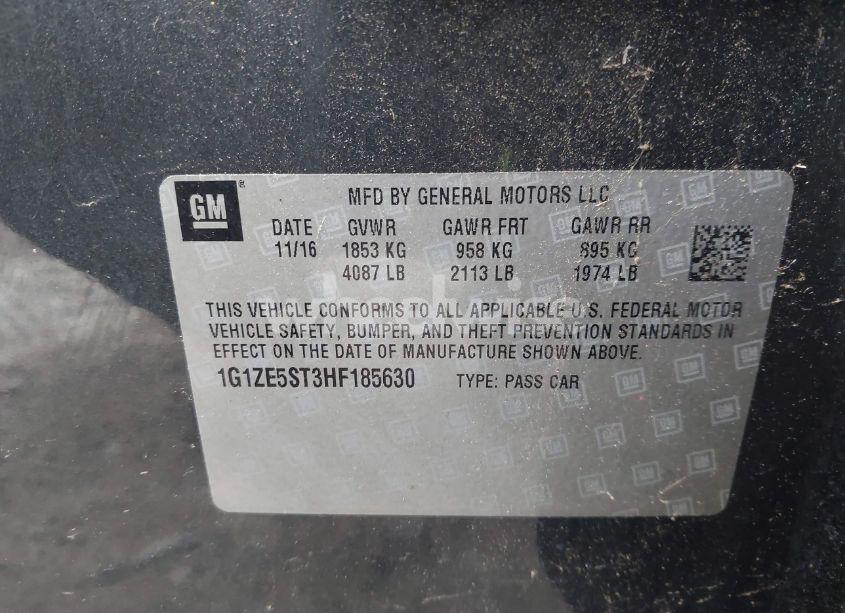 Photo 9 of 2017 Chevrolet Malibu 1LT (VIN 1G1ZE5ST3HF185630)