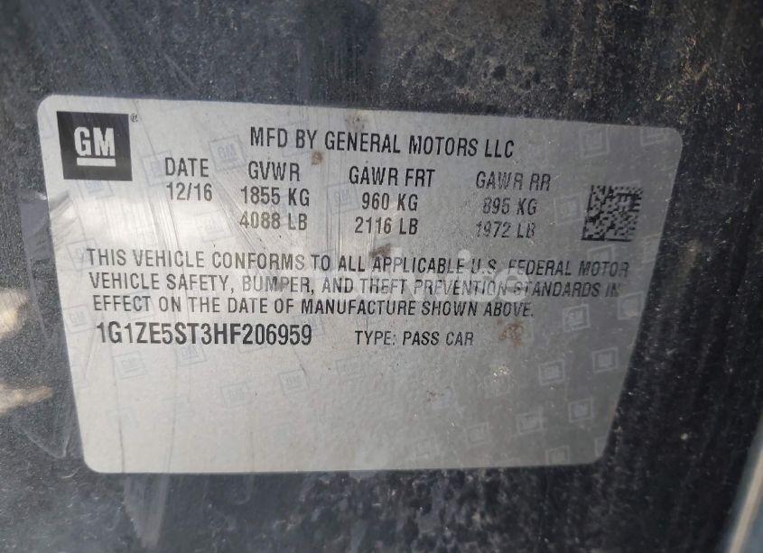 Photo 9 of 2017 Chevrolet Malibu 1LT (VIN 1G1ZE5ST3HF206959)