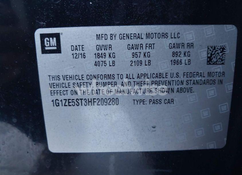 Photo 9 of 2017 Chevrolet Malibu 1LT (VIN 1G1ZE5ST3HF209280)