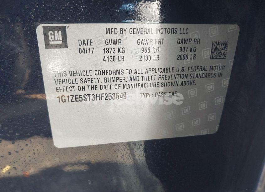 Photo 9 of 2017 Chevrolet Malibu 1LT (VIN 1G1ZE5ST3HF253649)