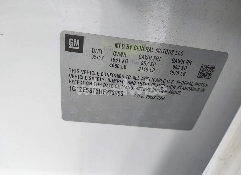 Photo 9 of 2017 Chevrolet Malibu 1LT (VIN 1G1ZE5ST3HF273996)