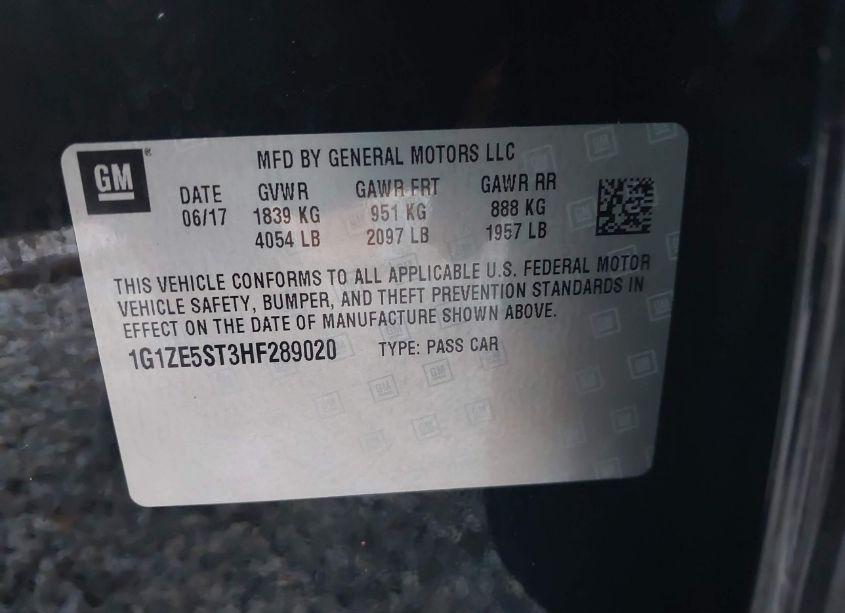 Photo 9 of 2017 Chevrolet Malibu 1LT (VIN 1G1ZE5ST3HF289020)