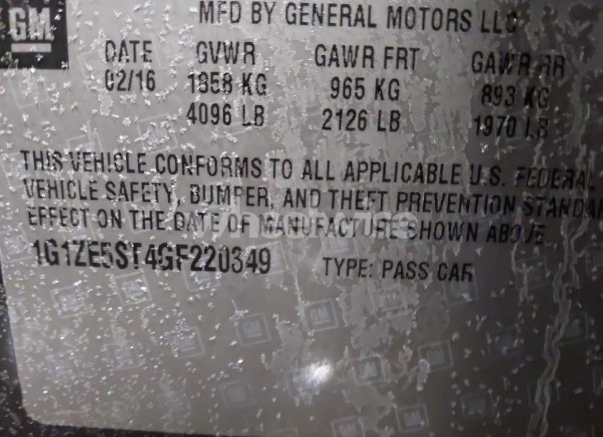 Photo 9 of 2016 Chevrolet Malibu 1LT (VIN 1G1ZE5ST4GF220349)