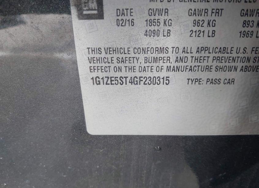 Photo 9 of 2016 Chevrolet Malibu 1LT (VIN 1G1ZE5ST4GF230315)