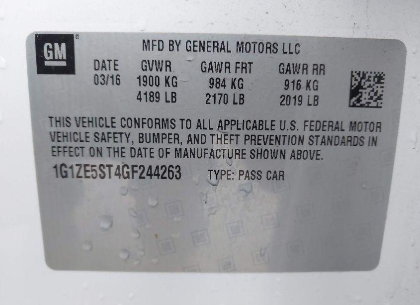 Photo 9 of 2016 Chevrolet Malibu 1LT (VIN 1G1ZE5ST4GF244263)