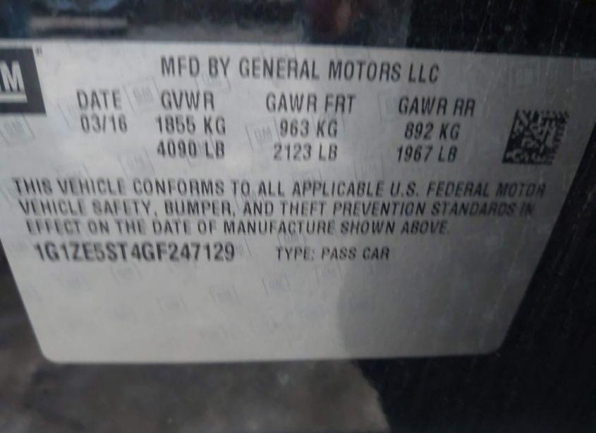 Photo 9 of 2016 Chevrolet Malibu 1LT (VIN 1G1ZE5ST4GF247129)