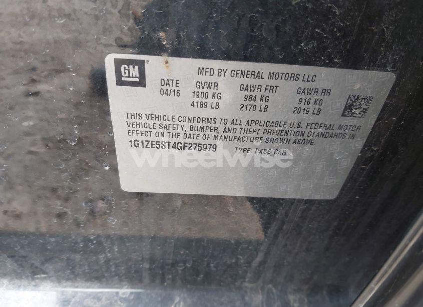 Photo 9 of 2016 Chevrolet Malibu 1LT (VIN 1G1ZE5ST4GF275979)