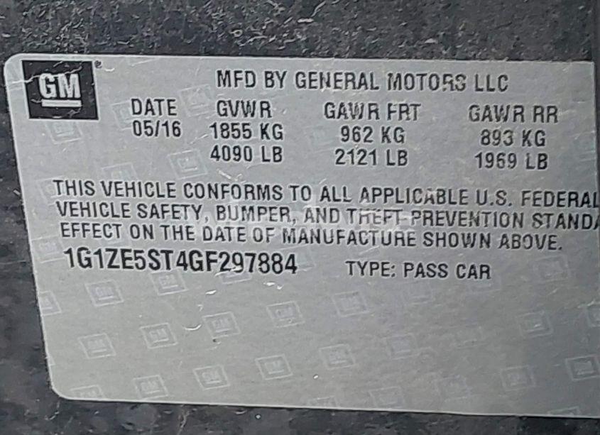 Photo 9 of 2016 Chevrolet Malibu 1LT (VIN 1G1ZE5ST4GF297884)