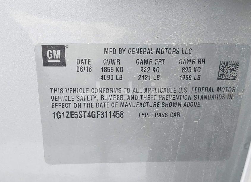 Photo 9 of 2016 Chevrolet Malibu 1LT (VIN 1G1ZE5ST4GF311458)