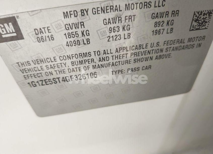 Photo 9 of 2016 Chevrolet Malibu 1LT (VIN 1G1ZE5ST4GF326106)