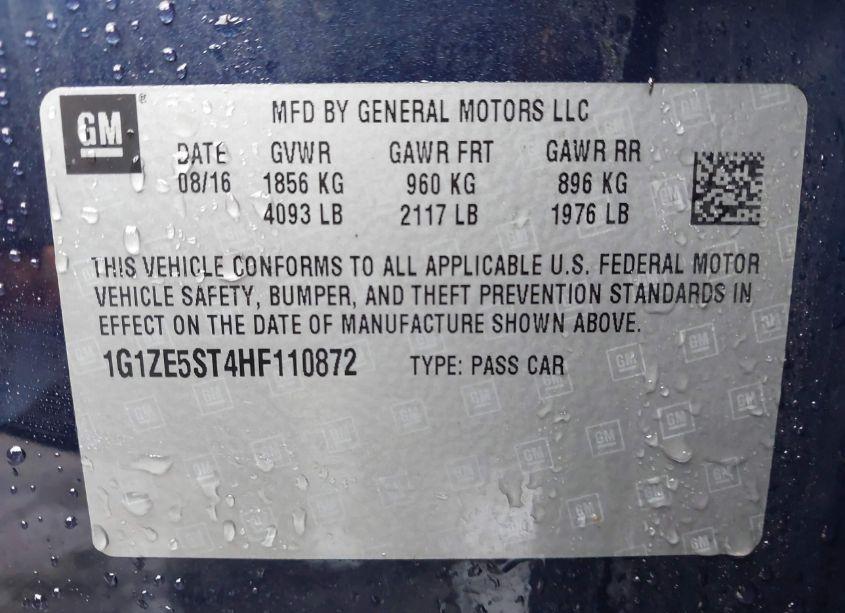 Photo 9 of 2017 Chevrolet Malibu 1LT (VIN 1G1ZE5ST4HF110872)