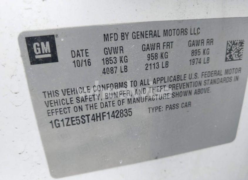 Photo 8 of 2017 Chevrolet Malibu 1LT (VIN 1G1ZE5ST4HF142835)