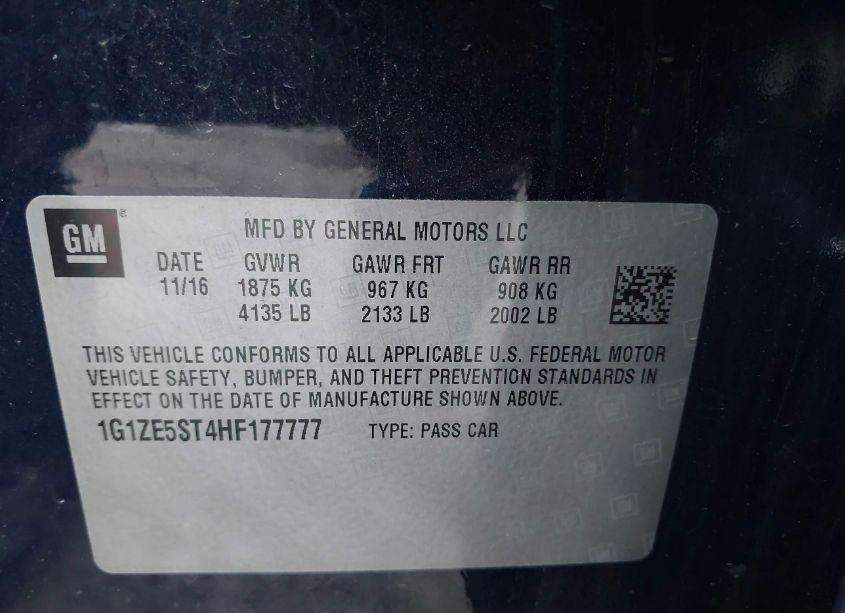 Photo 9 of 2017 Chevrolet Malibu 1LT (VIN 1G1ZE5ST4HF177777)