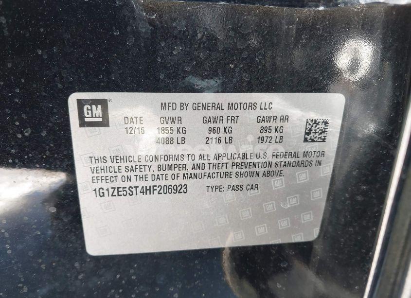 Photo 9 of 2017 Chevrolet Malibu 1LT (VIN 1G1ZE5ST4HF206923)