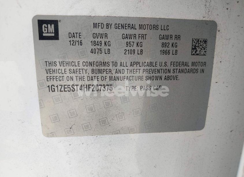 Photo 9 of 2017 Chevrolet Malibu 1LT (VIN 1G1ZE5ST4HF207375)