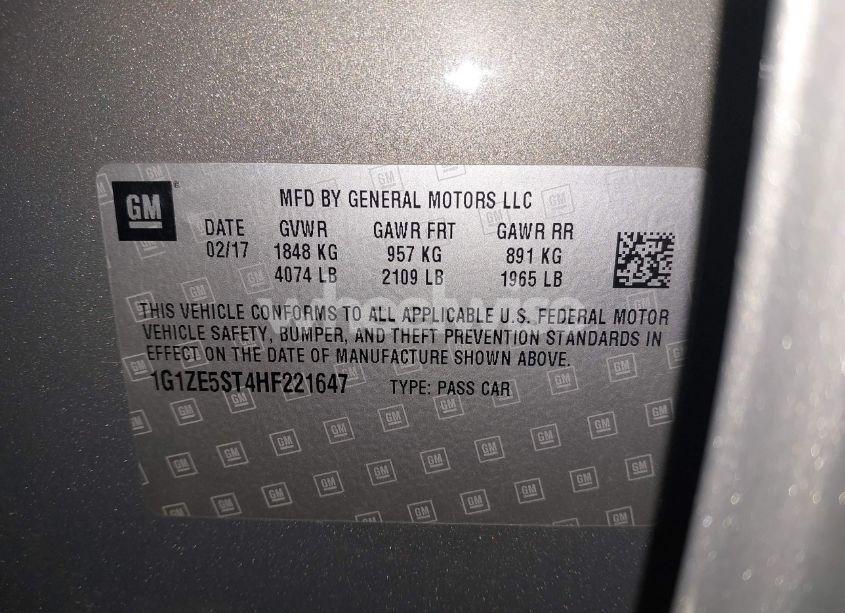 Photo 9 of 2017 Chevrolet Malibu 1LT (VIN 1G1ZE5ST4HF221647)