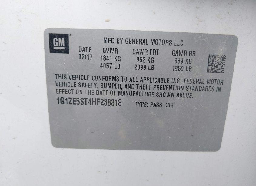 Photo 9 of 2017 Chevrolet Malibu 1LT (VIN 1G1ZE5ST4HF238318)