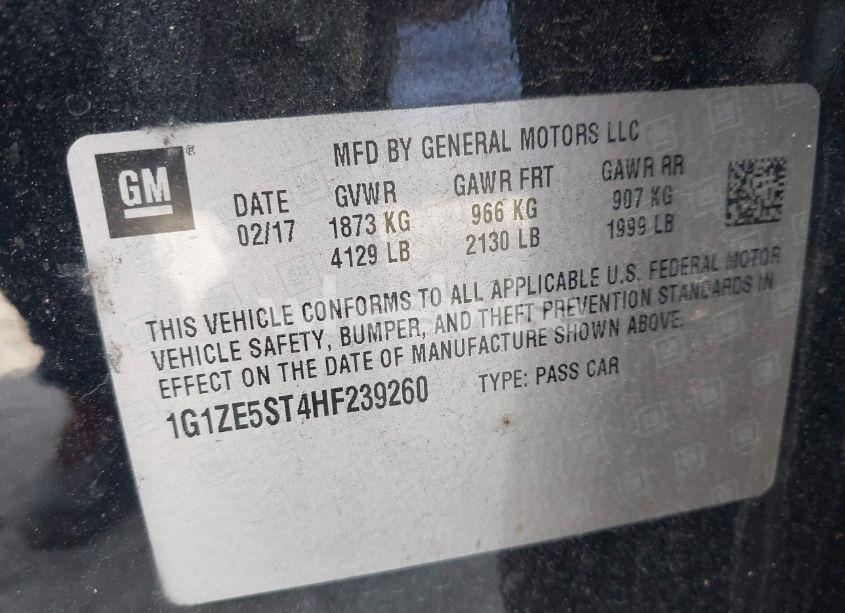 Photo 9 of 2017 Chevrolet Malibu 1LT (VIN 1G1ZE5ST4HF239260)