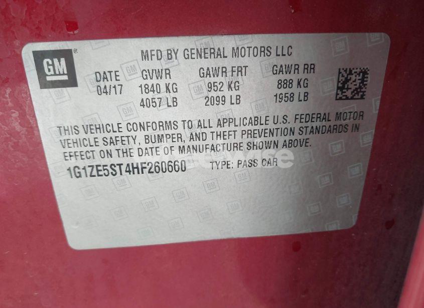 Photo 9 of 2017 Chevrolet Malibu 1LT (VIN 1G1ZE5ST4HF260660)