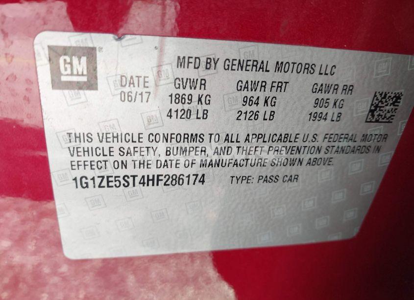 Photo 9 of 2017 Chevrolet Malibu 1LT (VIN 1G1ZE5ST4HF286174)