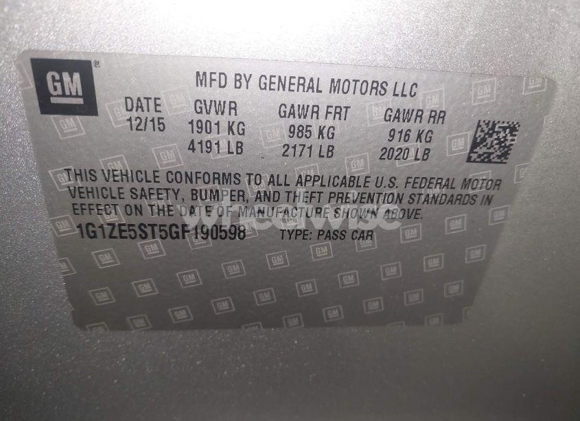 Photo 9 of 2016 Chevrolet Malibu 1LT (VIN 1G1ZE5ST5GF190598)