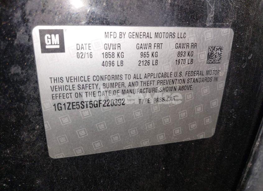 Photo 9 of 2016 Chevrolet Malibu 1LT (VIN 1G1ZE5ST5GF220392)